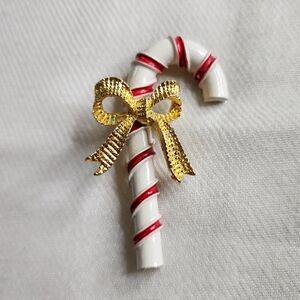 Corel candy cane brooch